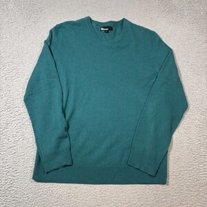 NEW The Commons Men L Peacock Green 100% Cashmere V Neck Sweater Knit